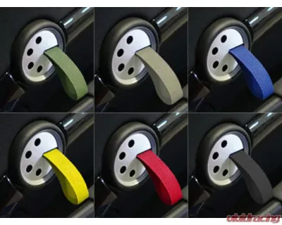 Rennline RS Style Door Pulls for Mini R55 R56 R57 R58 R59 R60 2007-2016, Red Straps - DH24      SLV.RED